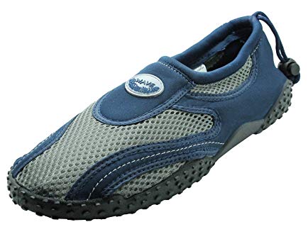 Mens Waterproof Wave Water Shoes (Navy/Grey, Size 7)