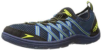 Speedo Men's Seaside Lace 4.0 Water Shoe, Black/Blue, 14 M US