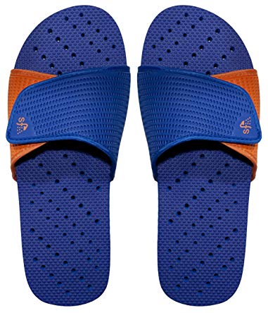 Showaflops Boys' Antimicrobial Shower & Water Sandals for Pool, Beach, Camp and Gym - Adjustable Colorblock Slide