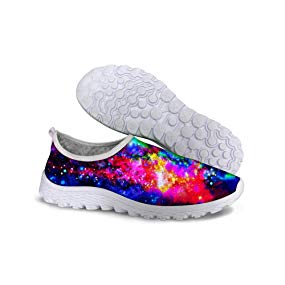 FOR U DESIGNS Fashion Galaxy Print Unisex Casual Mesh Upper Breathable Lightweight Summer Running Shoes for Women Men