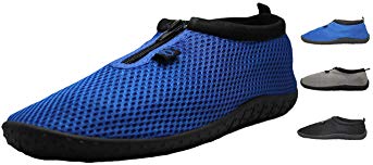 Greg Michaels Men's Footwear Aqua Socks Front Zippers Rubber Water Shoes - 3 Colors - Sizes 7-13 (13, Royal Blue)
